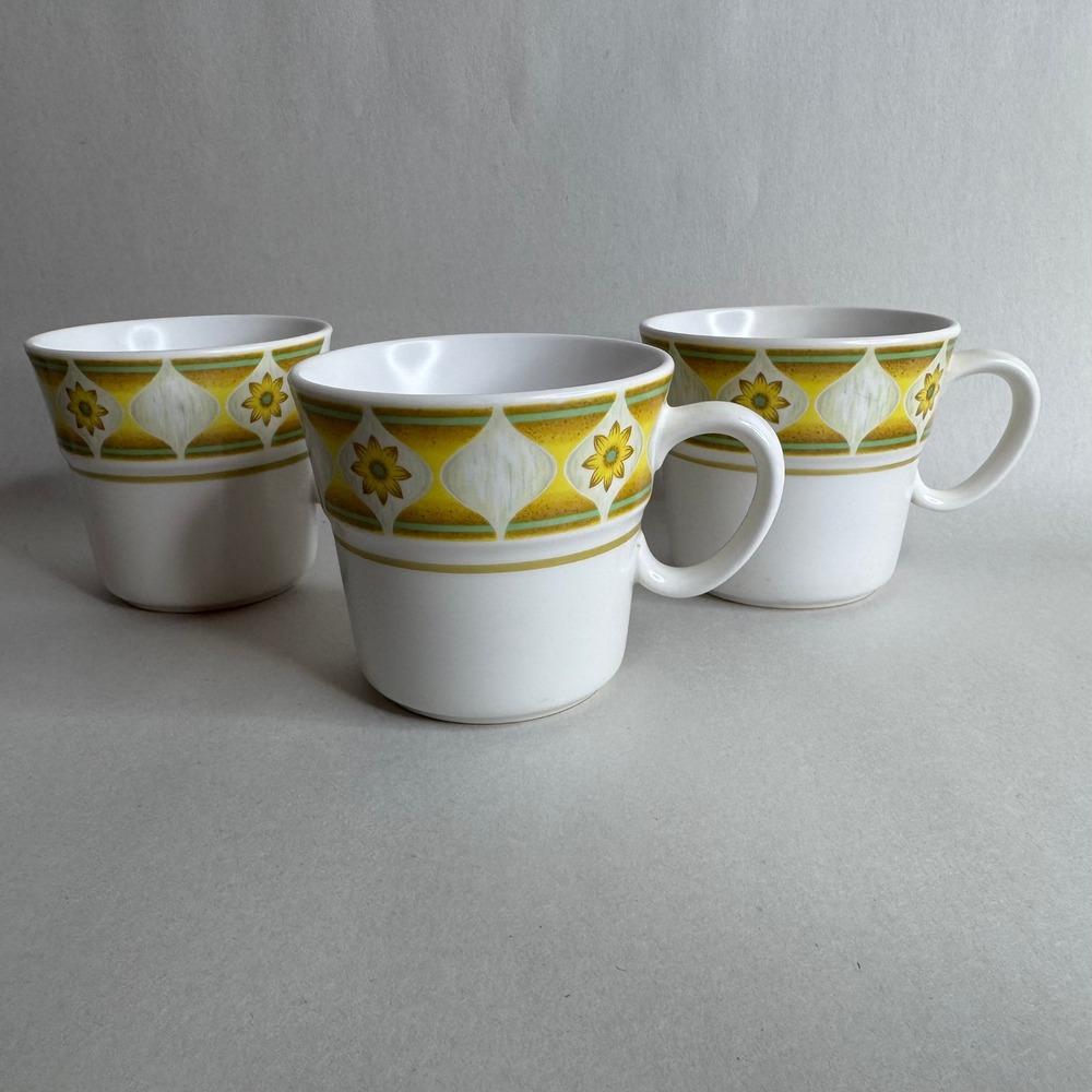 Noritake‎ Progression Sunglow 9042 Coffee Mugs Japan Vintage Set of 3